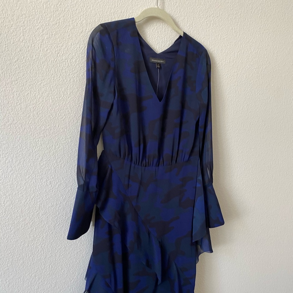 Banana Republic mini / maxi dress navy ruffle 0 - Picture 2 of 6